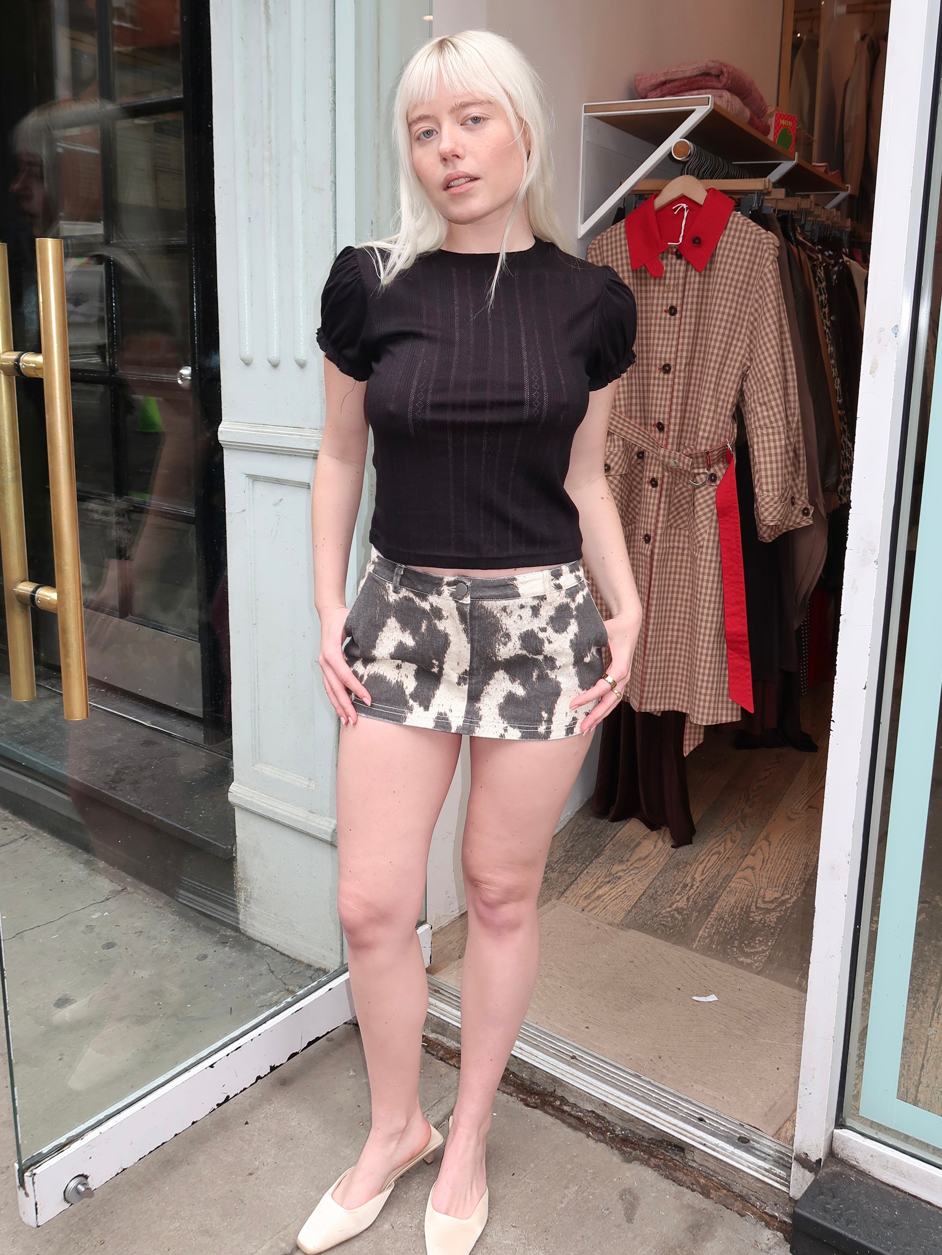 Stassa Mini Skort in Cow Print