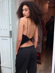 Twist Back Knit Top in Black