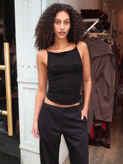 Twist Back Knit Top in Black