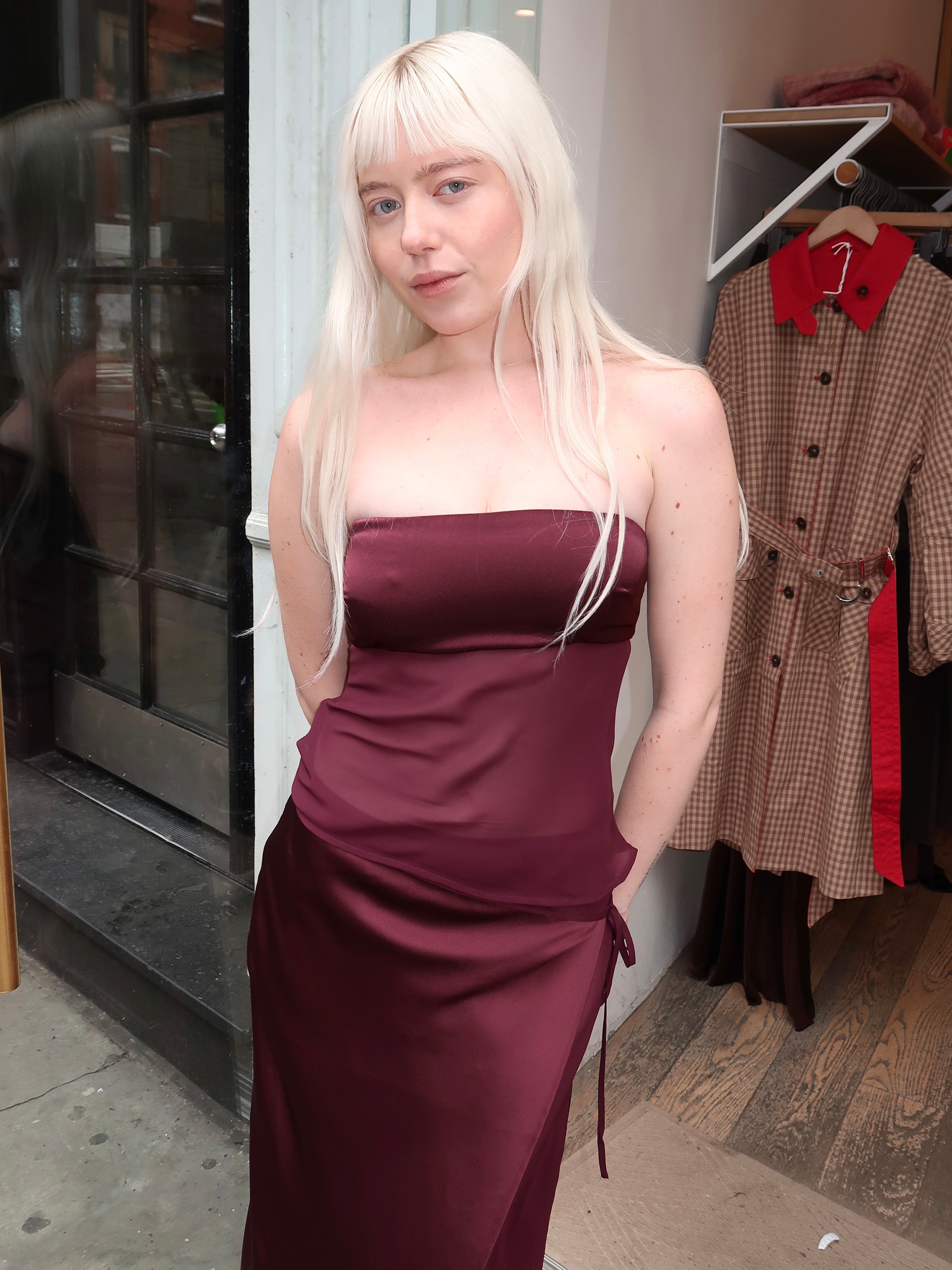 Patrice Strapless Top in Plum