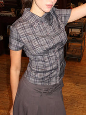 Dolnick Button Down Top in Navy