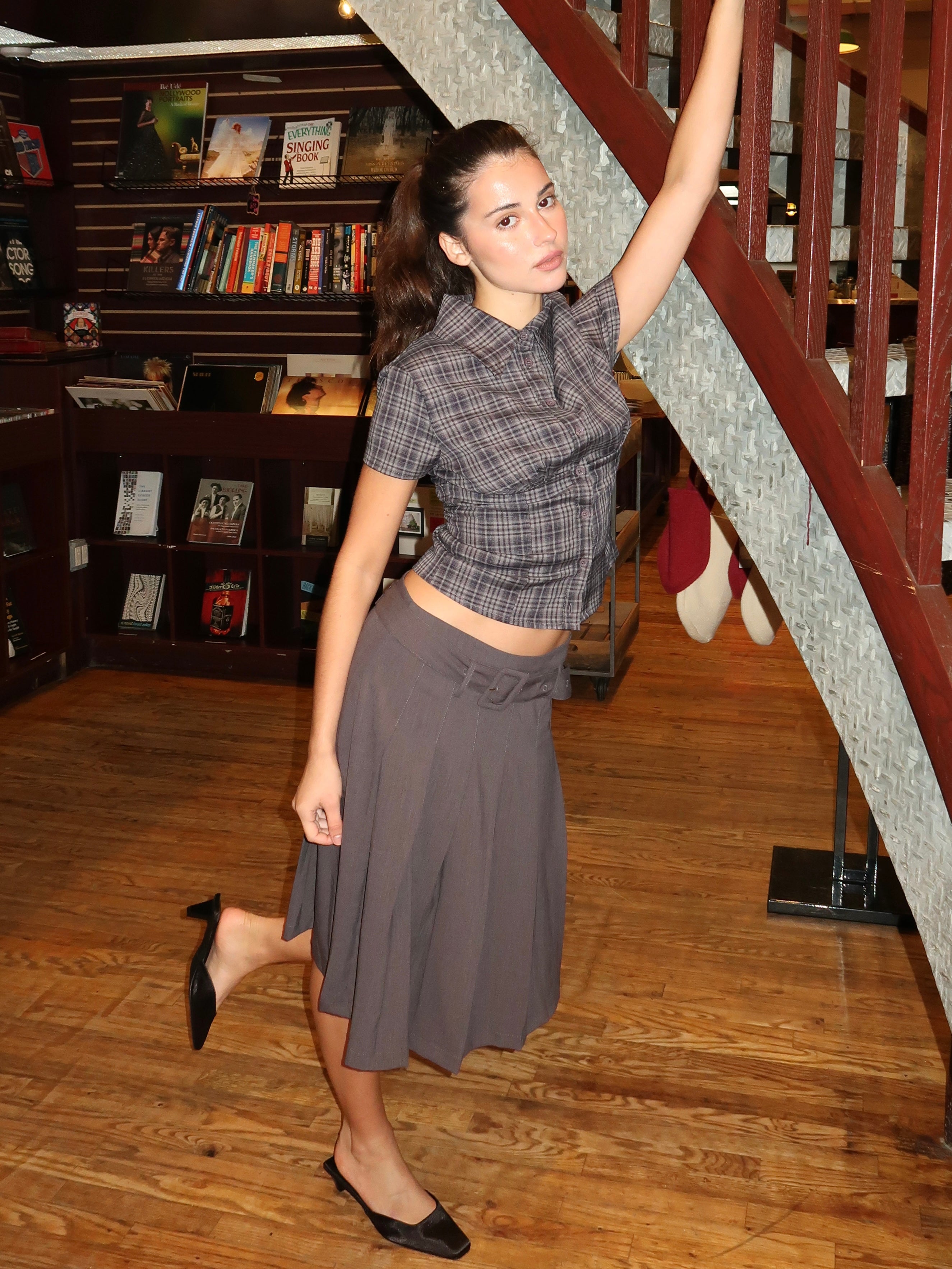 Lorelei Pleated Skirt in Charcoal
