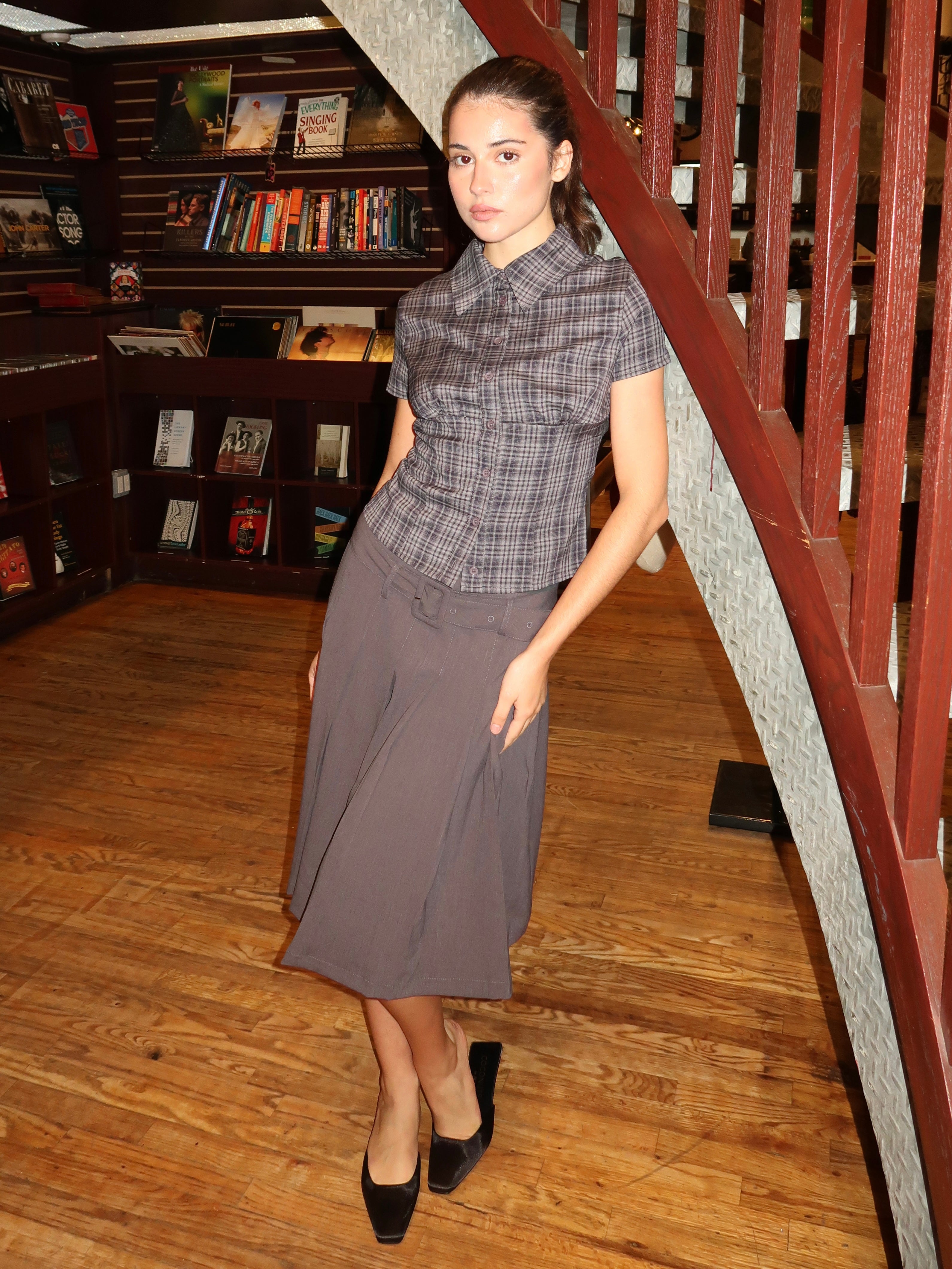 Lorelei Pleated Skirt in Charcoal