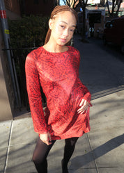 Faye Mini Dress in Red Leopard