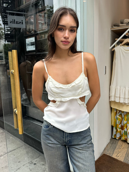 Alison Cut Out Top in Cream