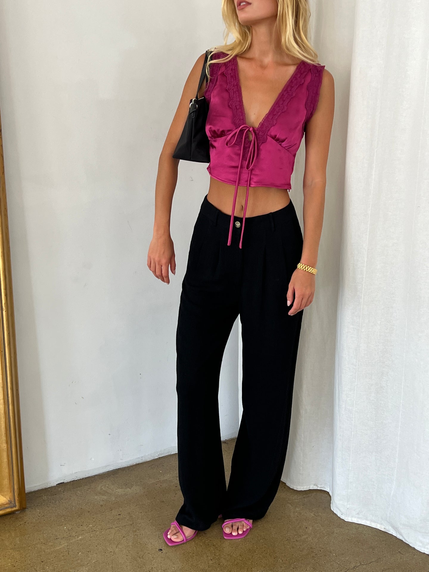 Morgan Linen Trousers in Black