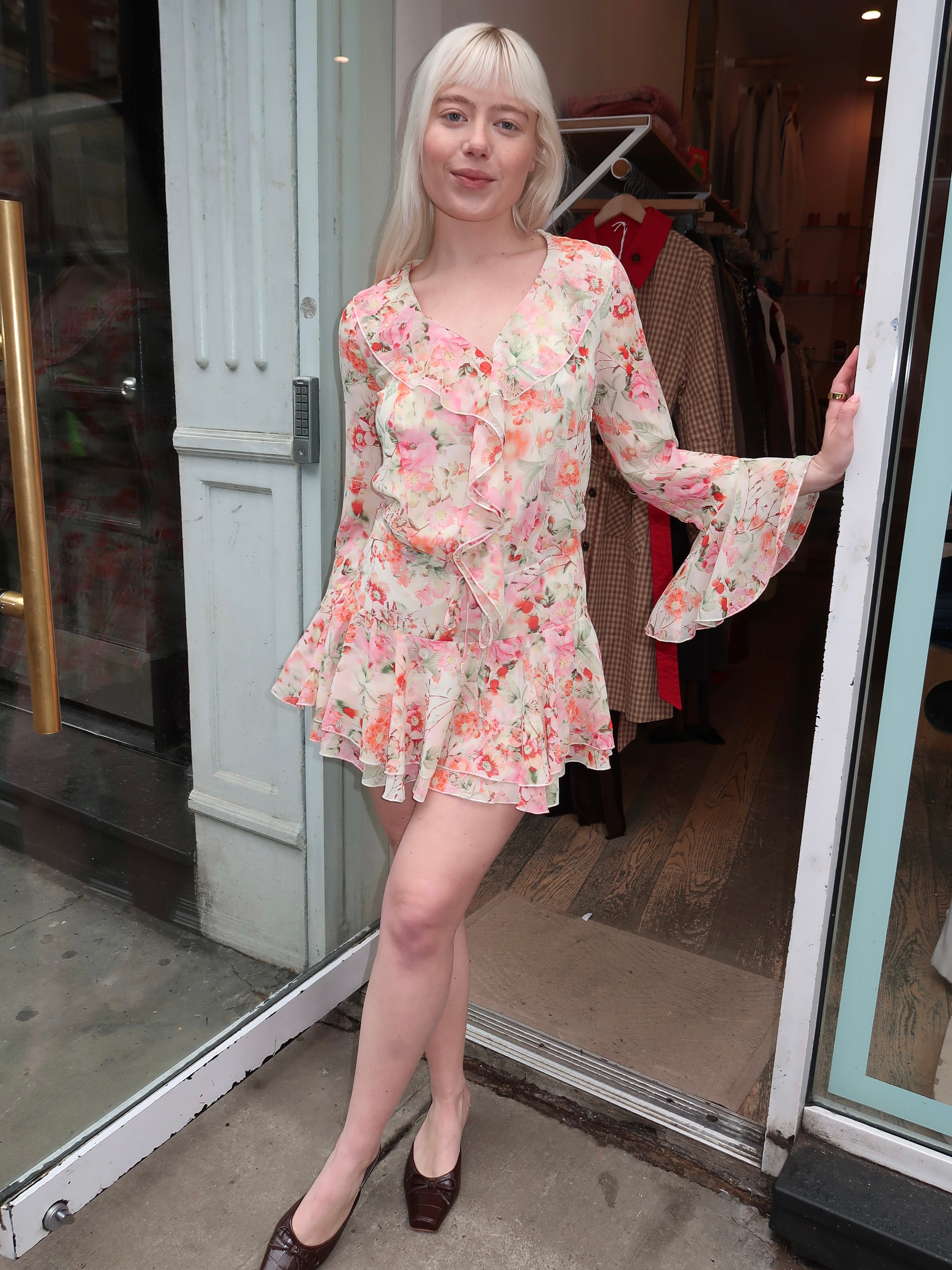 Daysi Ruffle Romper in Multi Red