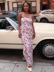 Rosalie Strapless Dress in Lily Garden
