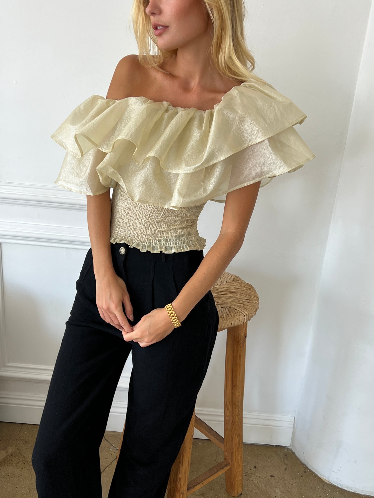 Vaida Top in Pale Lime Yellow