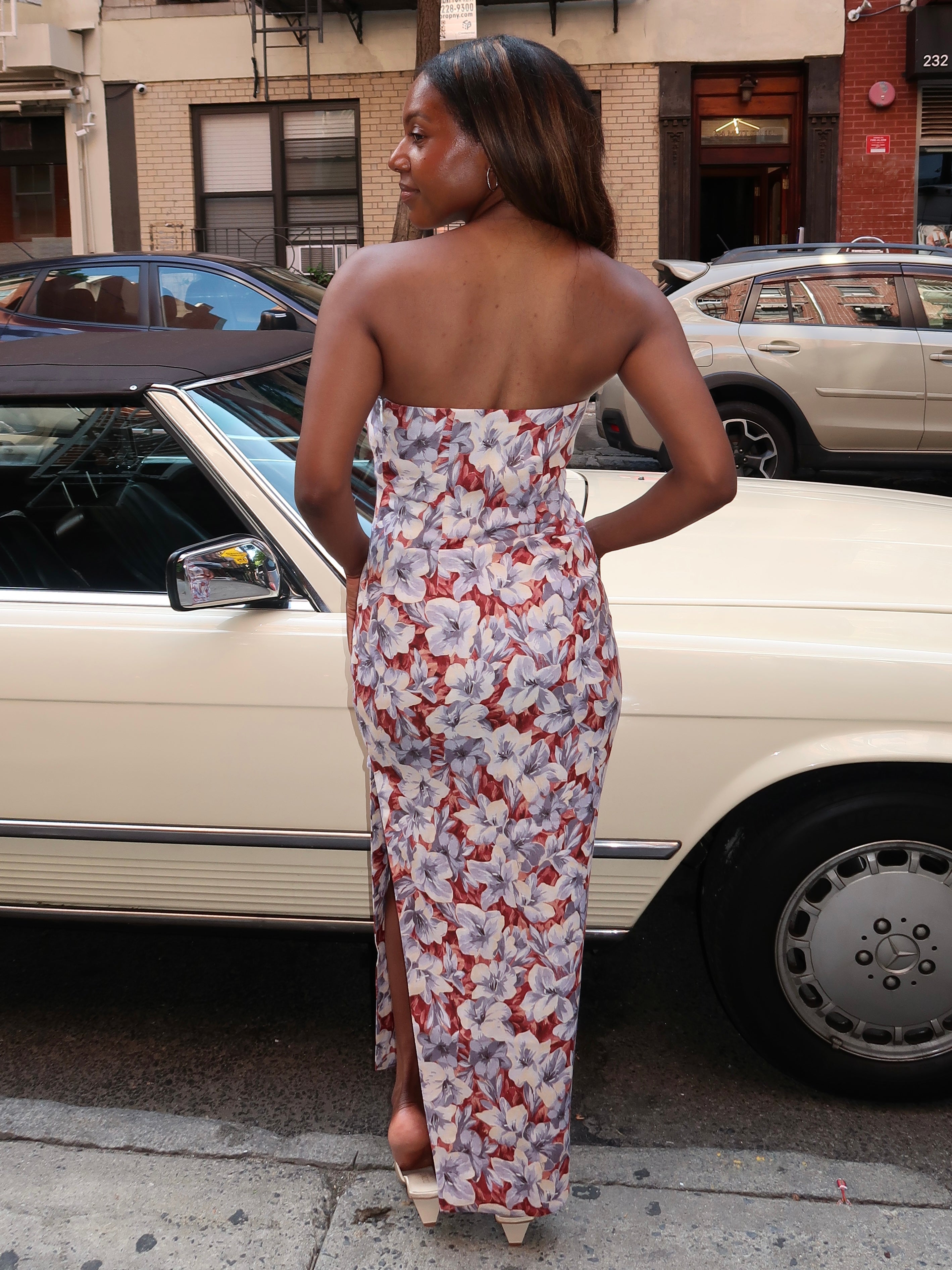 Rosalie Strapless Dress in Lily Garden