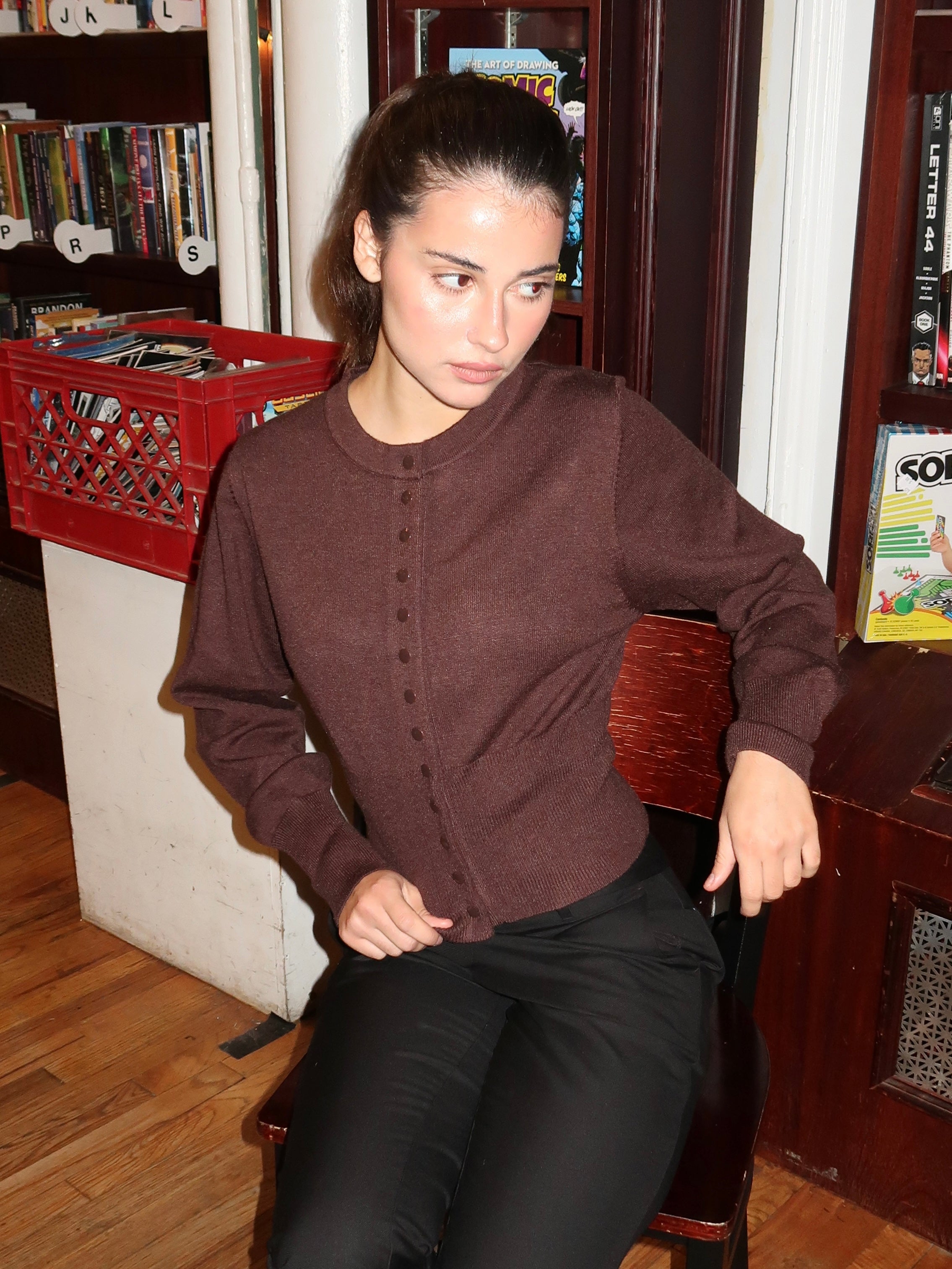 Colleen Knit Cardigan in Espresso