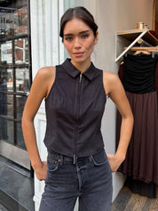 Jordy Zip Vest in Charcoal