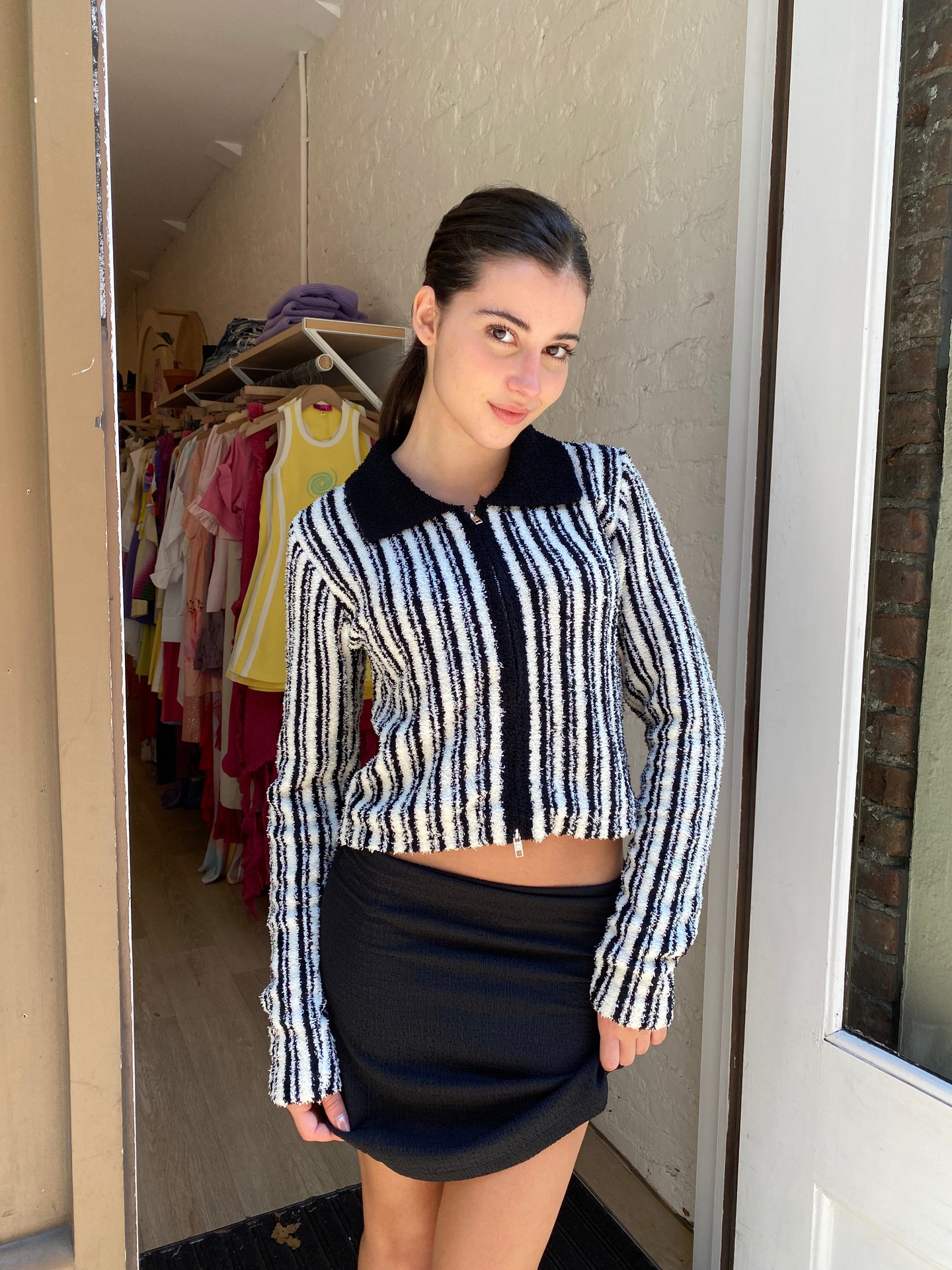 Penny Knit Top in Black Stripe