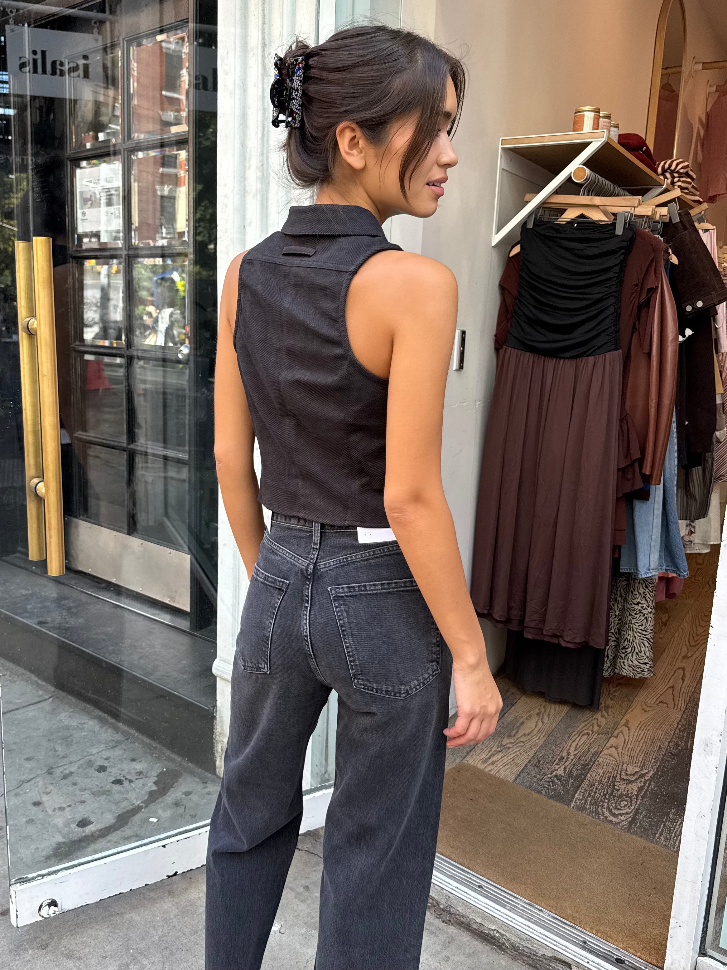 Jordy Zip Vest in Charcoal