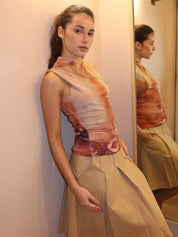 Amani Mesh Top in Light Terracota