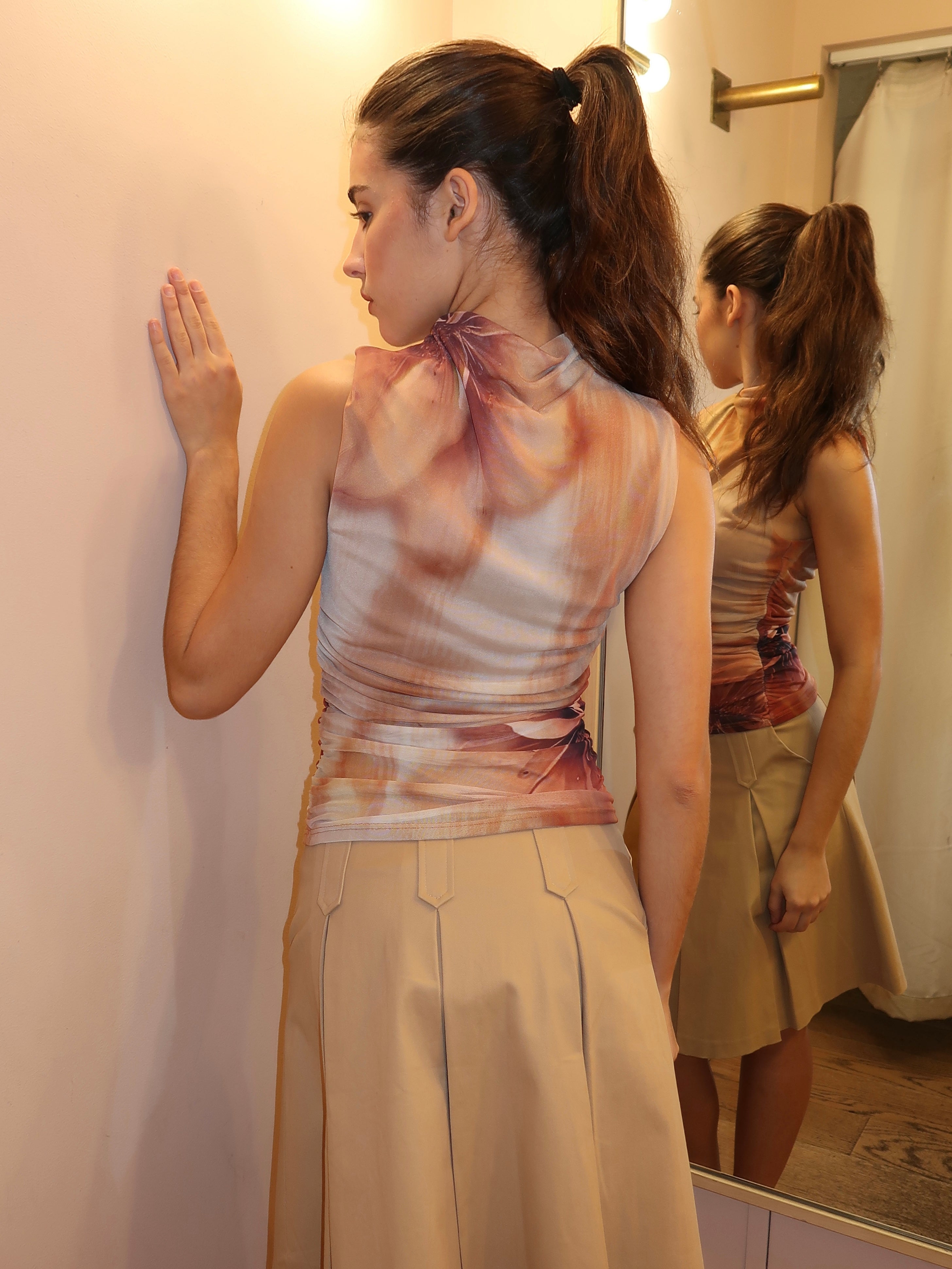 Amani Mesh Top in Light Terracota