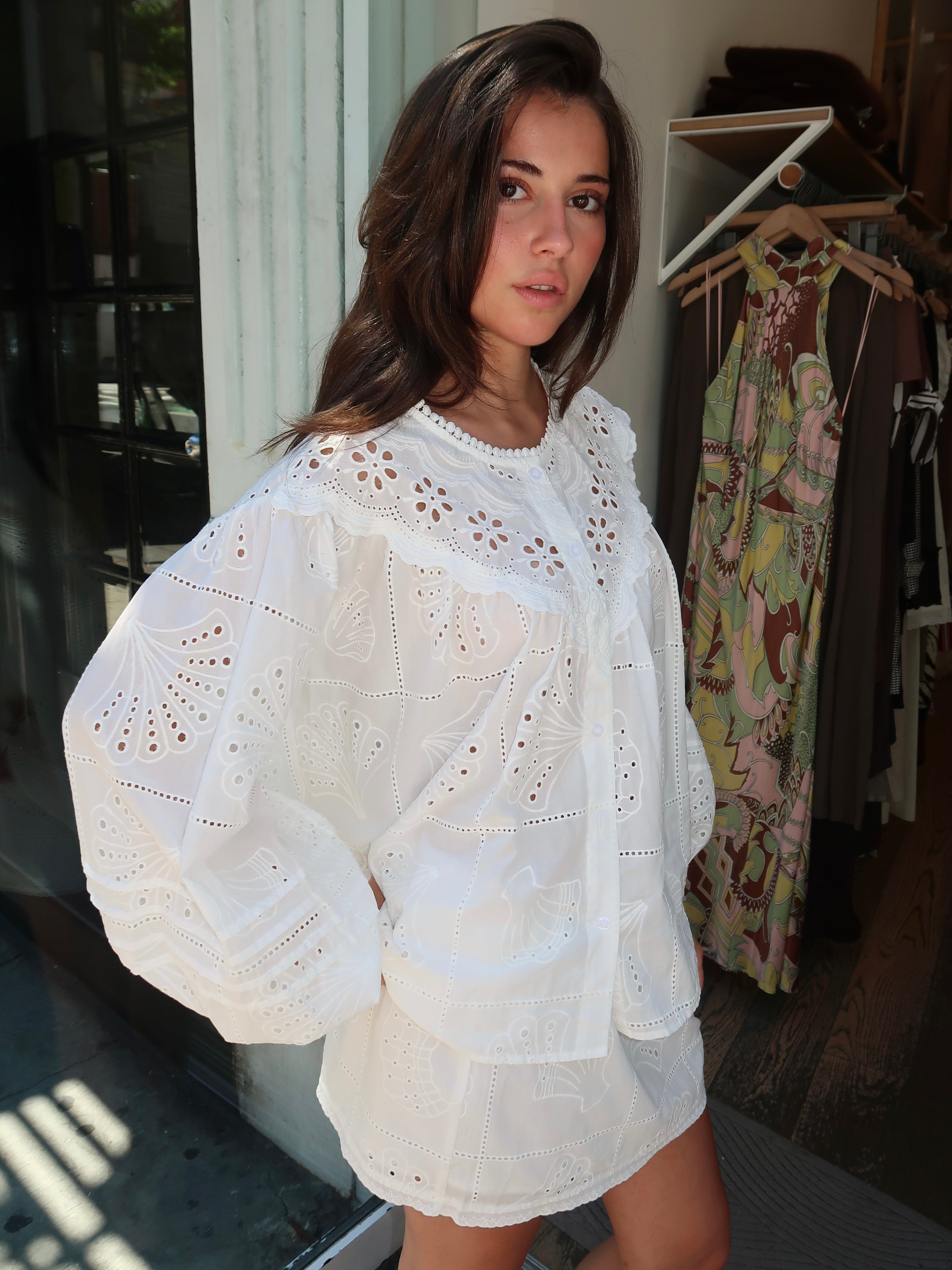 Coit Embroidered Long Sleeve in White