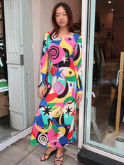 Amal Dress Cosmos Swirl Multi