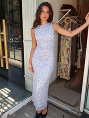 Vara Maxi Dress in Blue Floral