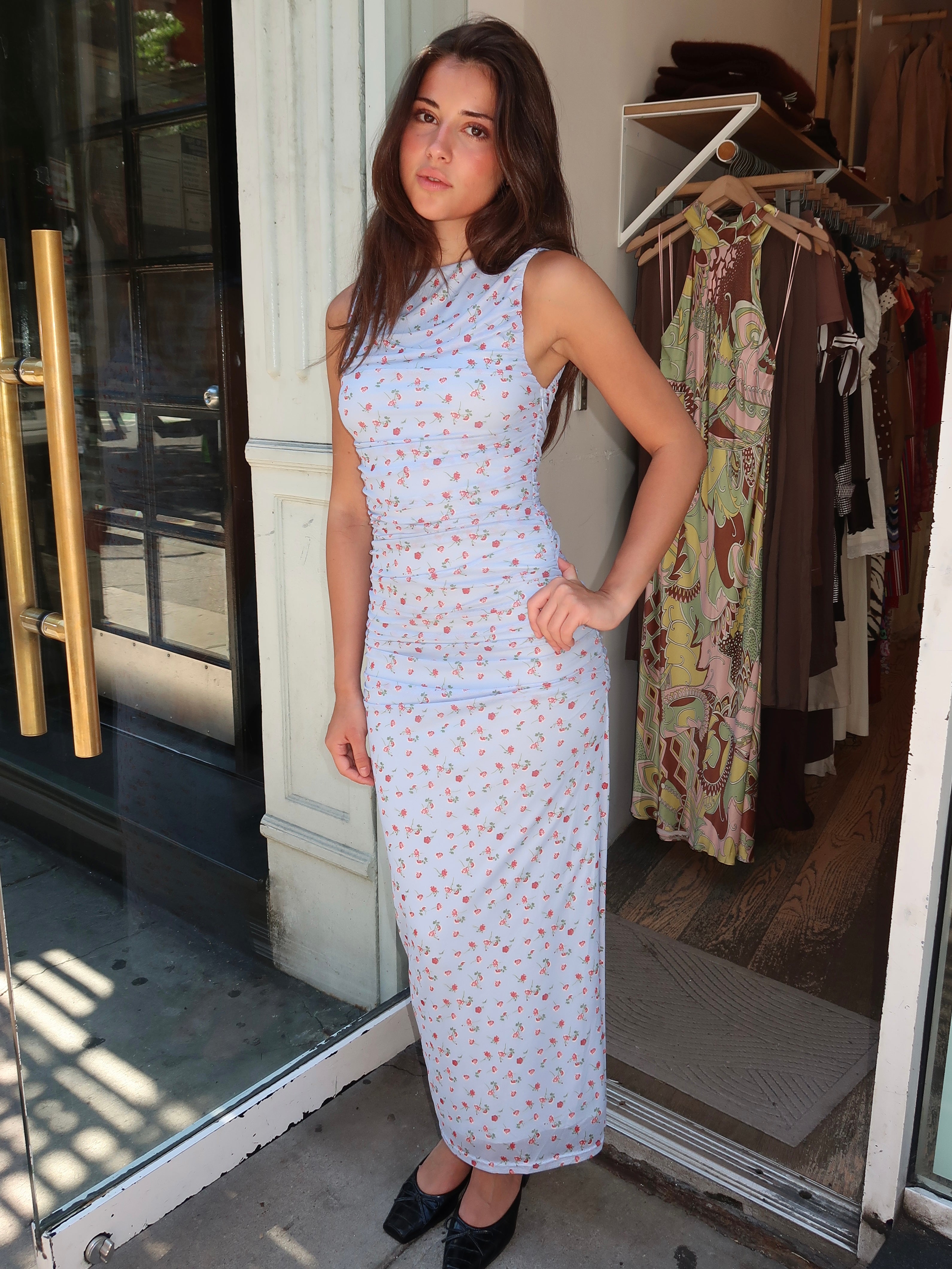 Vara Maxi Dress in Blue Floral