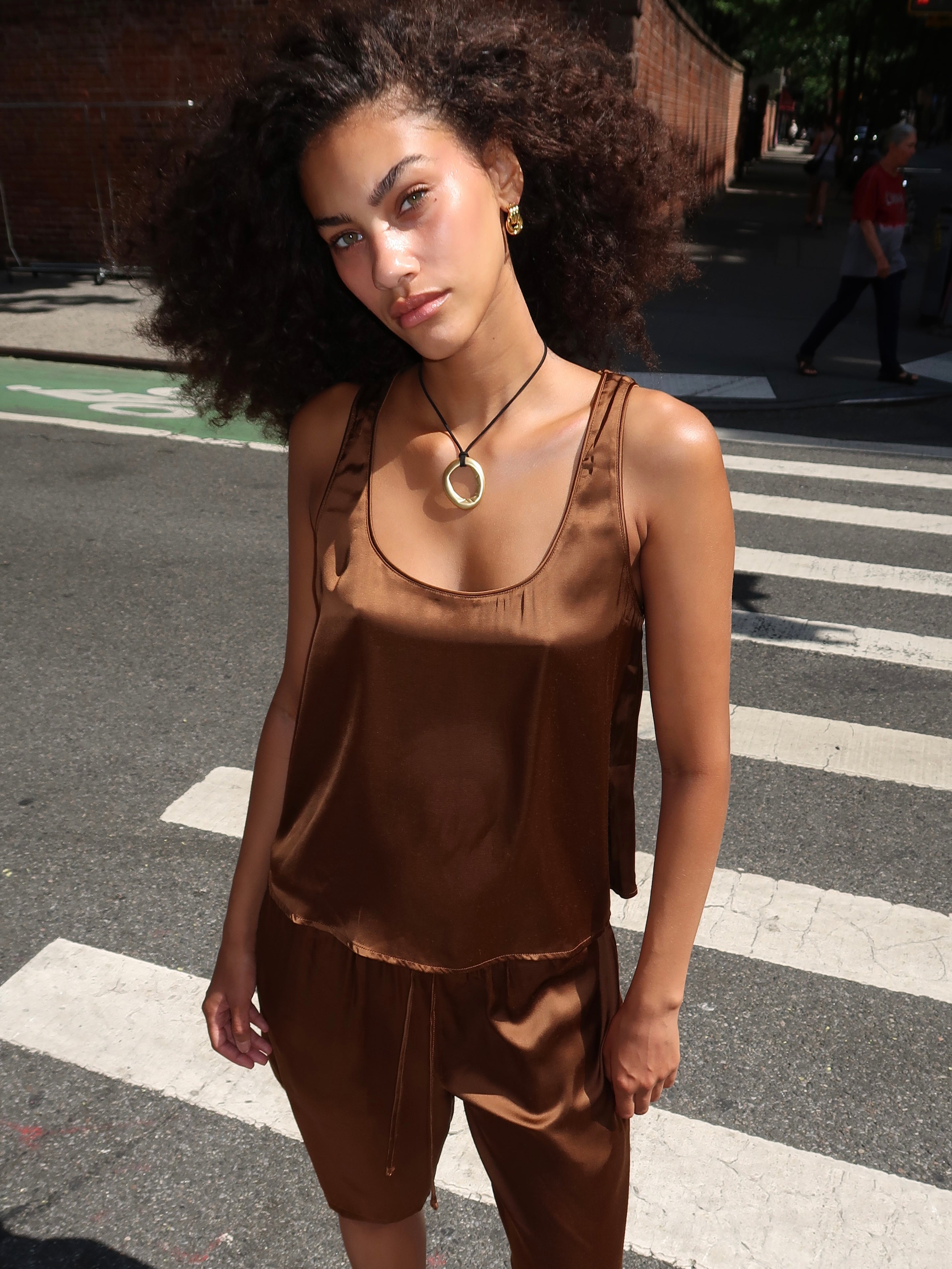 Mikayla Tank Top in Brown