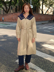 Ella Trench in Navy Tan