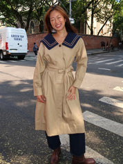 Ella Trench in Navy Tan