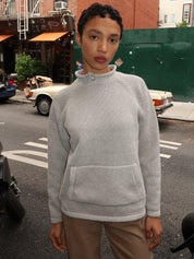 Snap Collar Sweater in Light Grey