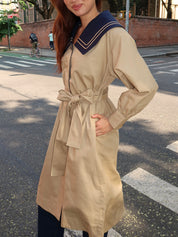 Ella Trench in Navy Tan