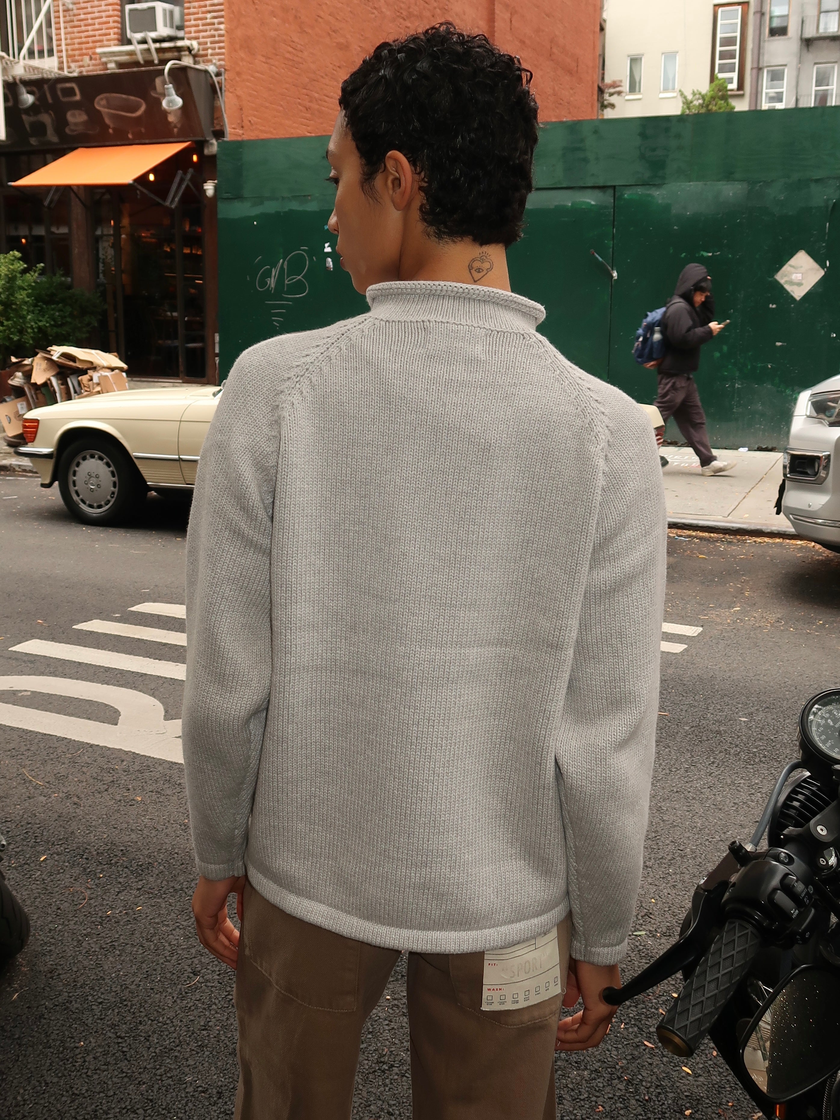 Snap Collar Sweater in Light Grey