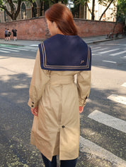 Ella Trench in Navy Tan