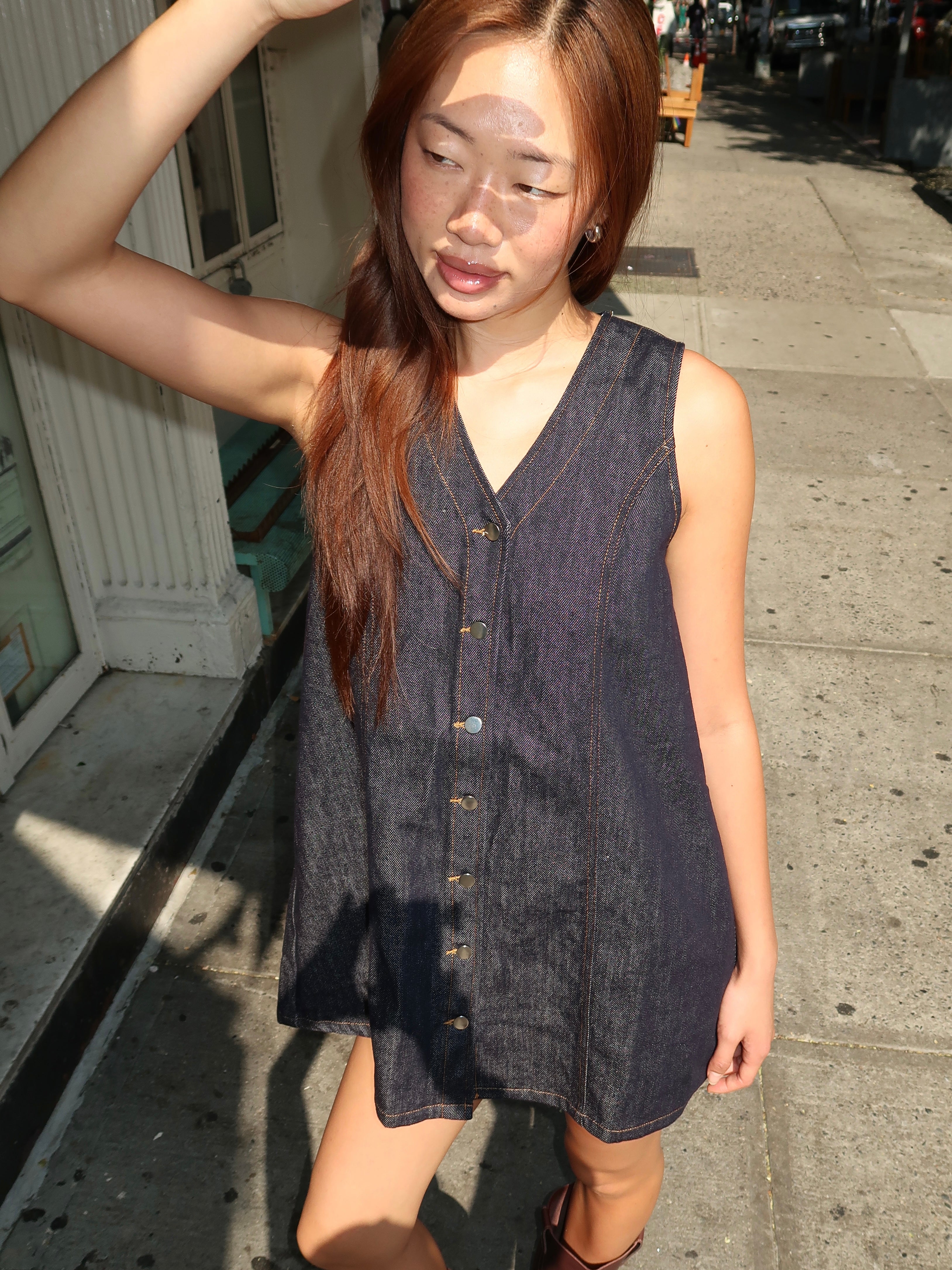Suzie Denim Mini Dress in Indigo
