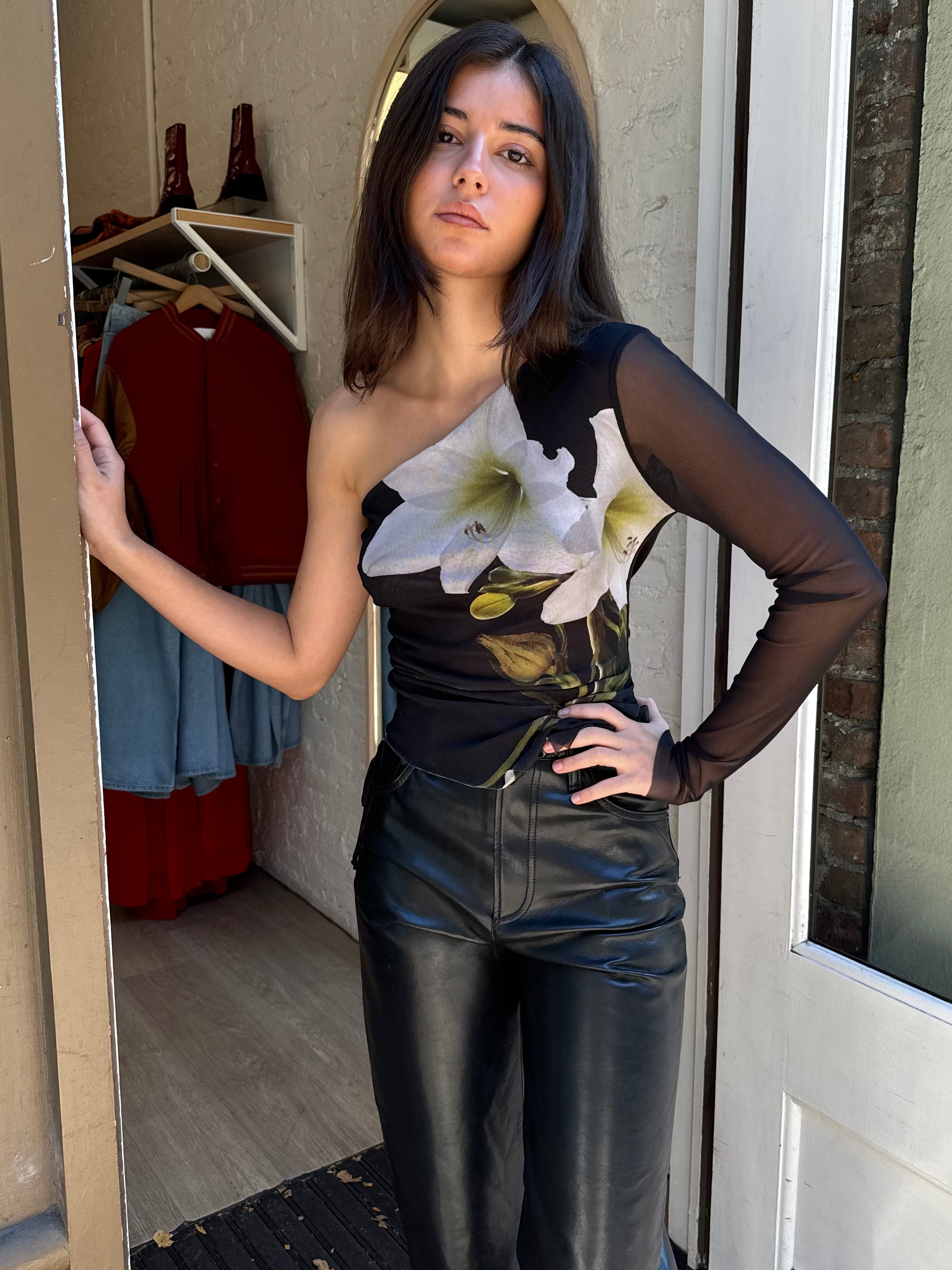 Carly Off-Shoulder Top in Black Lily