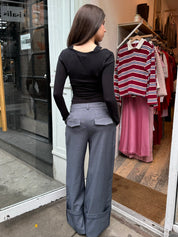 Astin Fold Over Trouser in Grey