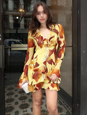Rhapsody Mini Dress in Marigold Iris