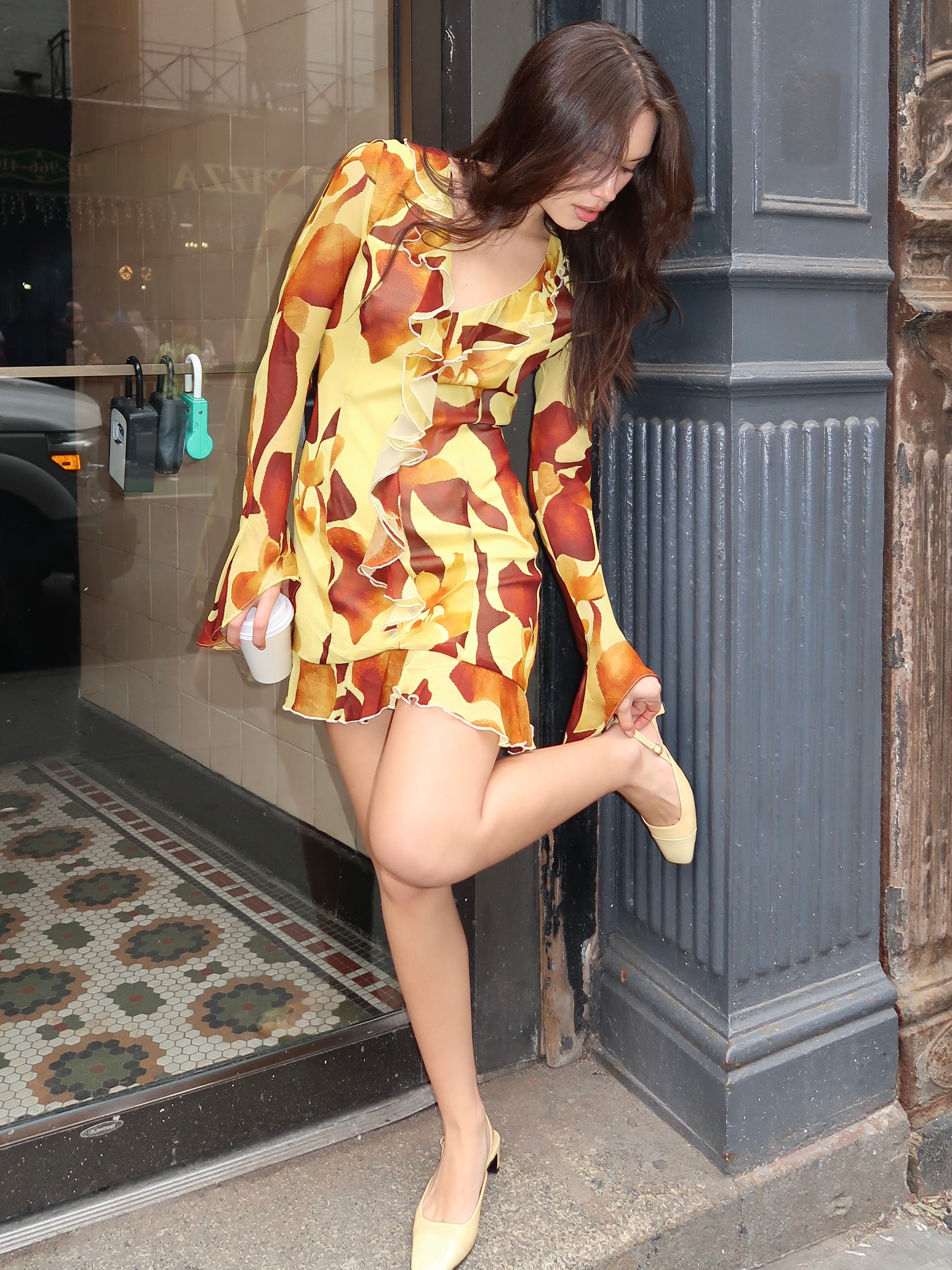 Rhapsody Mini Dress in Marigold Iris