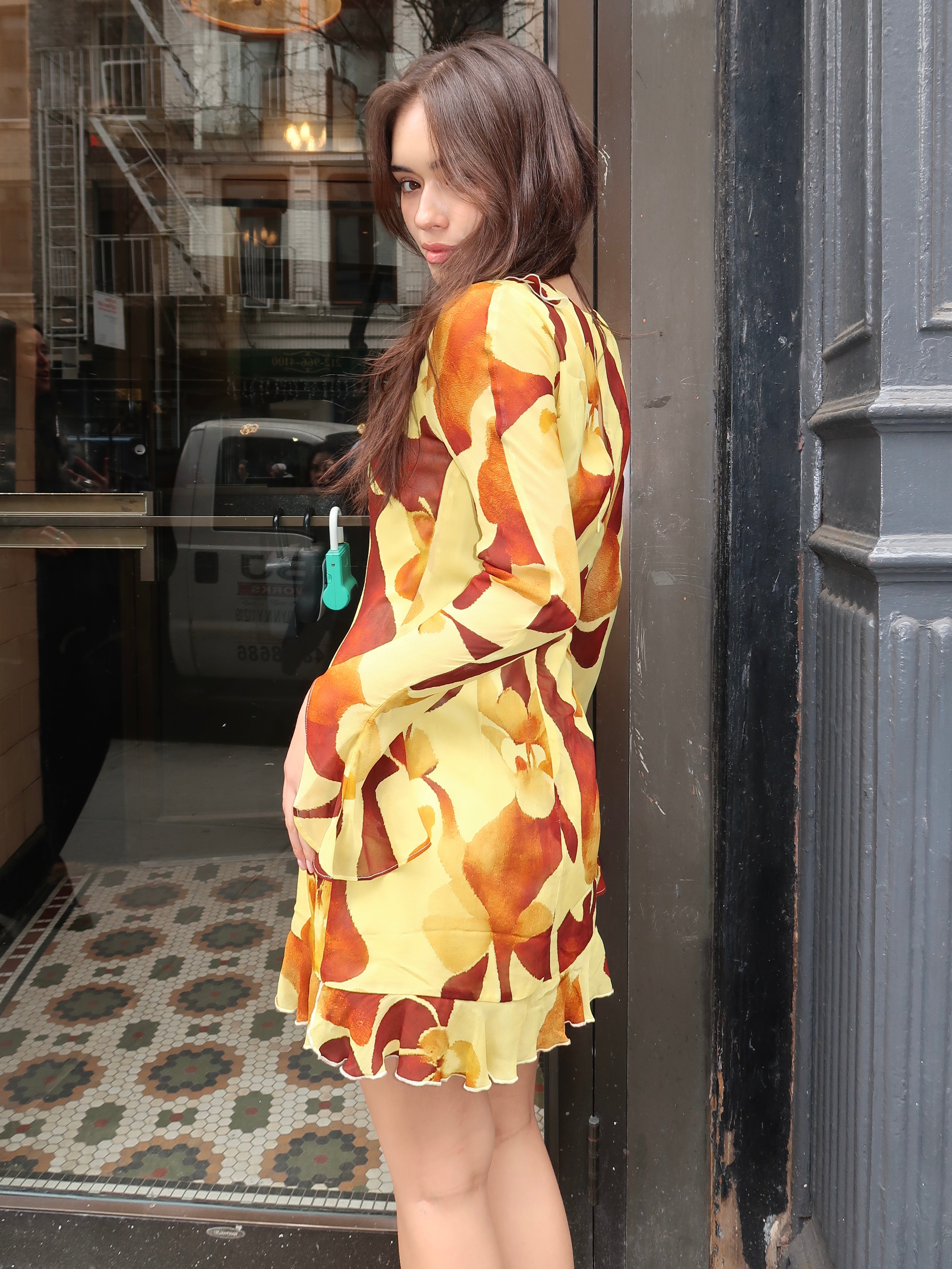 Rhapsody Mini Dress in Marigold Iris