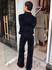 Lou in Navy Flocked