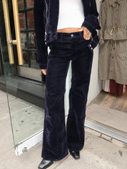 Lou in Navy Flocked