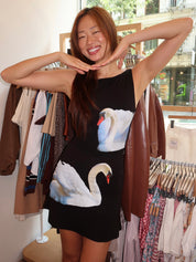 Swan Mini Dress in Black