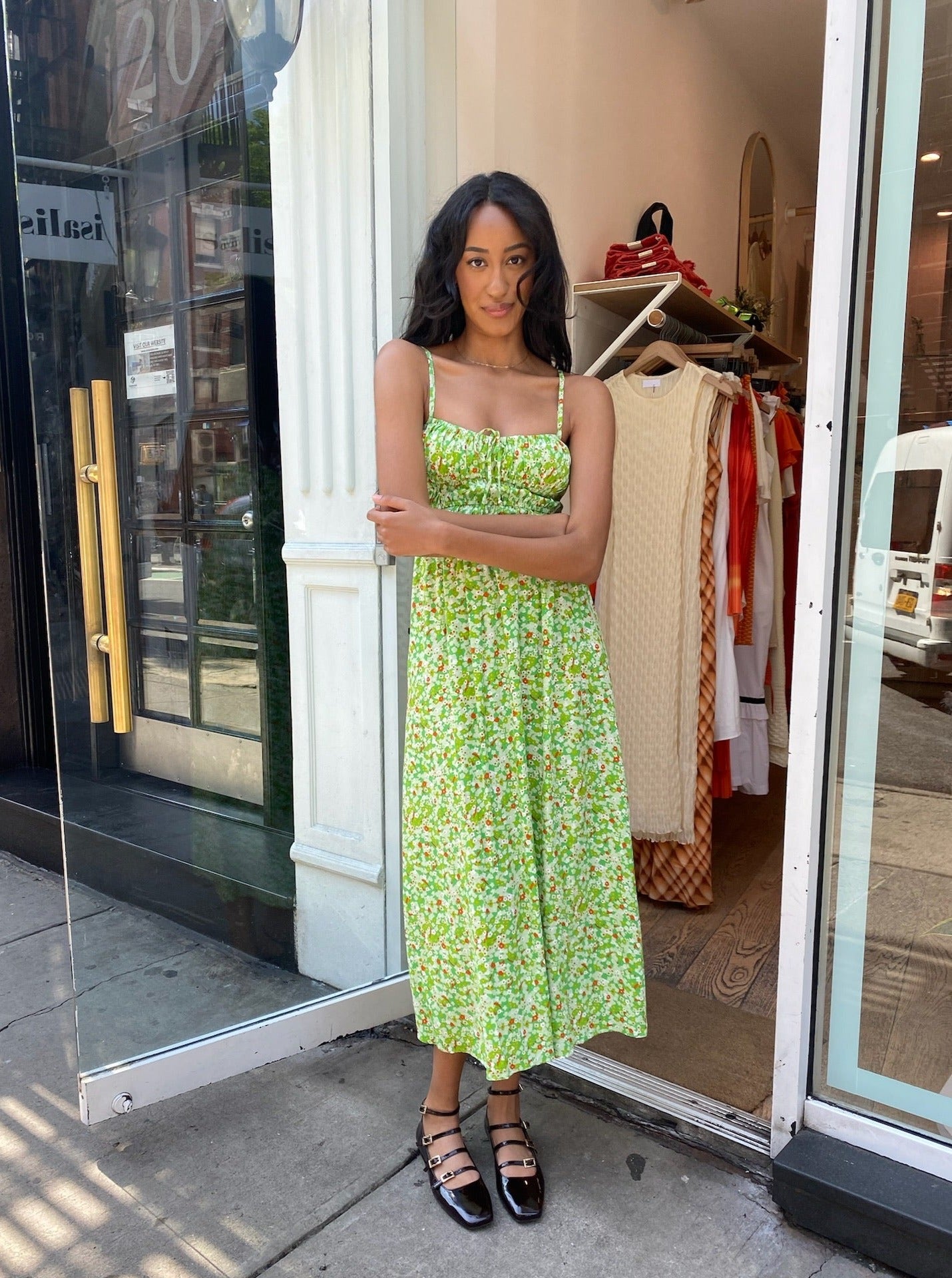 Caprera Midi Dress in Lou Floral Print - Green
