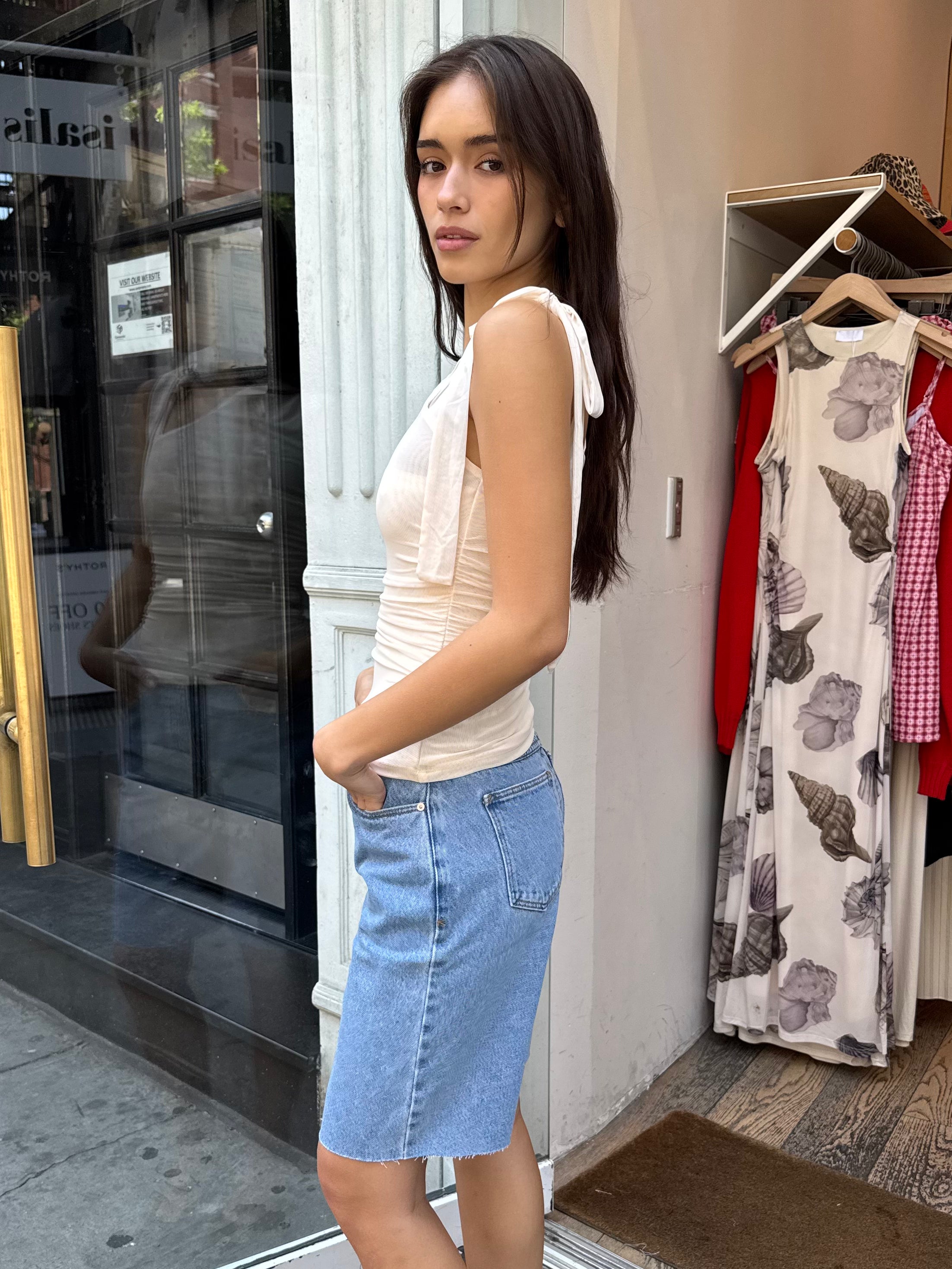 Arielle Tie Asym Top in Ecru