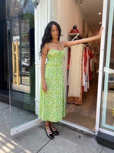 Caprera Midi Dress in Lou Floral Print - Green