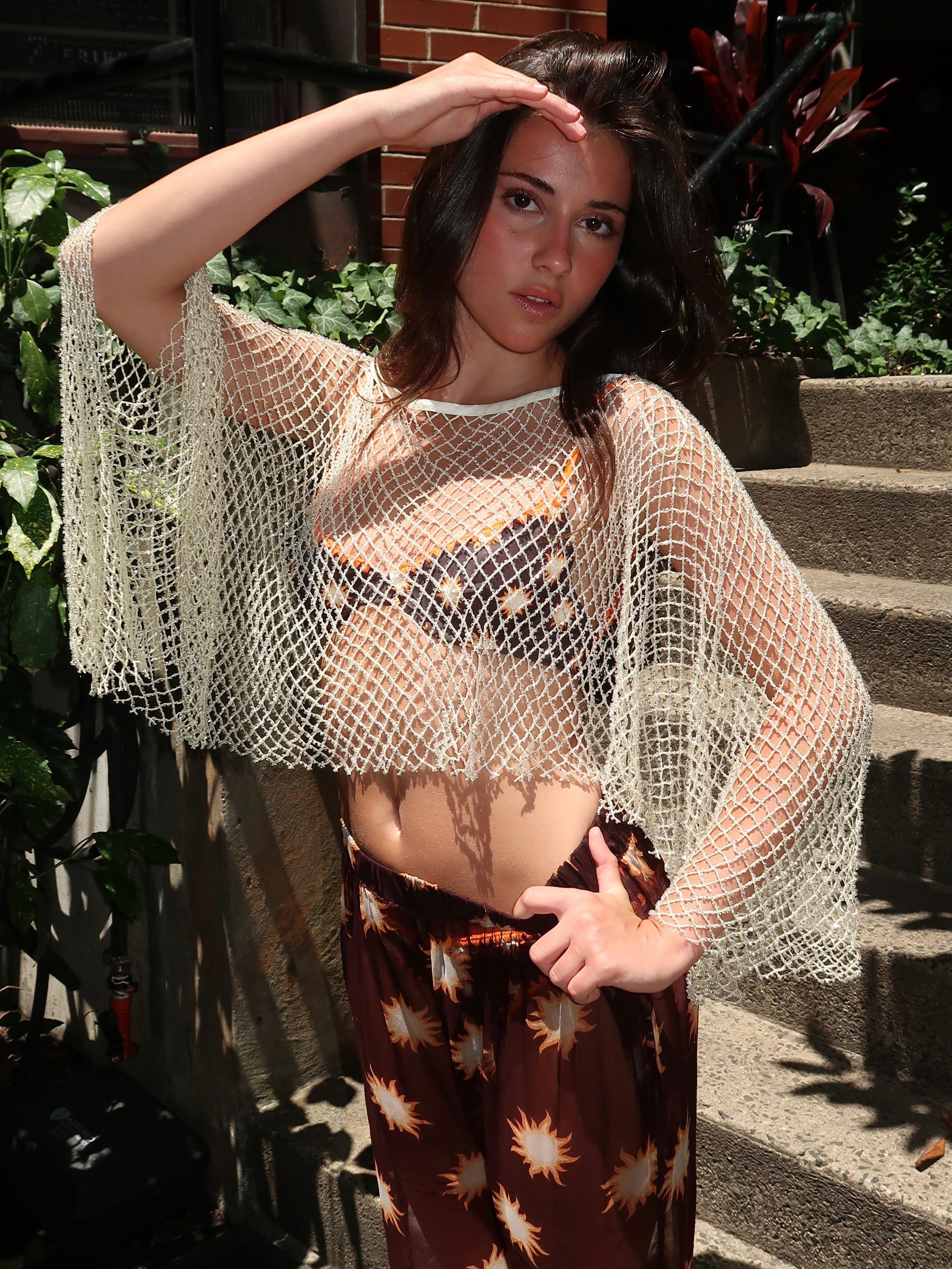 Palmers Poncho Top in Ivory Sequin
