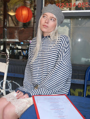 Pisces Button Down Cardigan in Blue & Ivory Stripe