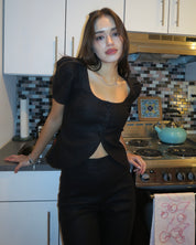 Emma Cap Sleeve Vest in Black