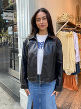 Load image into Gallery viewer, Harley Faux Leather Jacket in Vintage Brown

