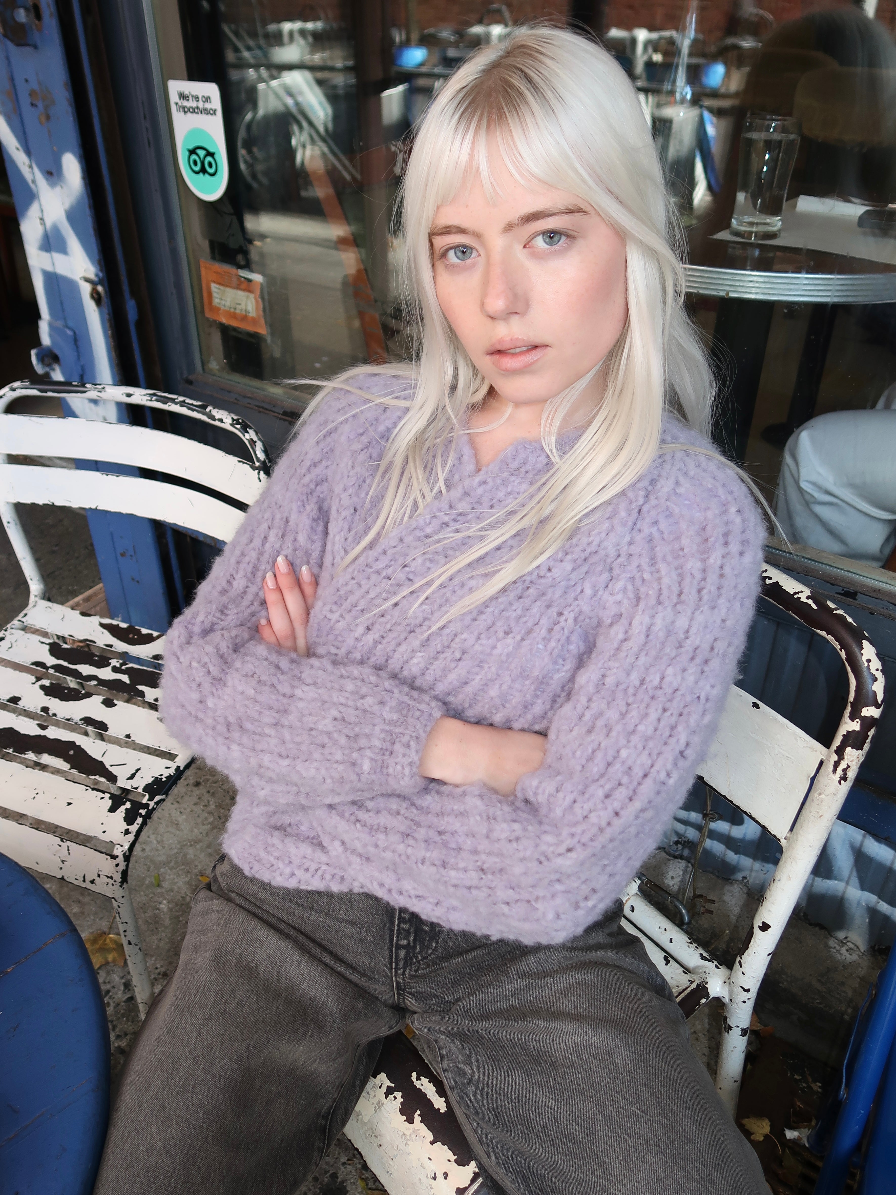 Wool Alpaca Mix Cardigan in Lilac