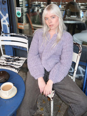 Wool Alpaca Mix Cardigan in Lilac