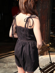 Emilia Playsuit in Fresco Lace Black